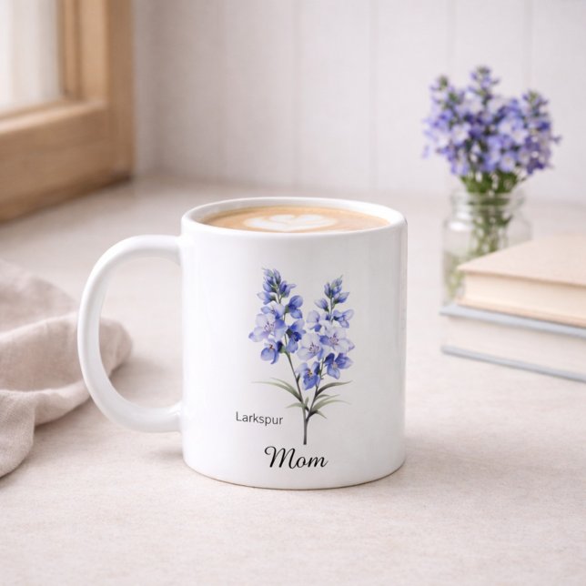 Mom July Birth Flower Larkspur Coffee Mug (Creator Uploaded)