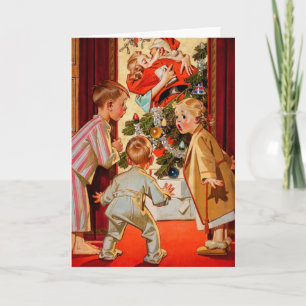 Mom Kisses Santa Claus Holiday Card