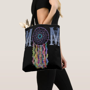 MOM Lace and Painted Denim Dreamcatcher Tote Bag