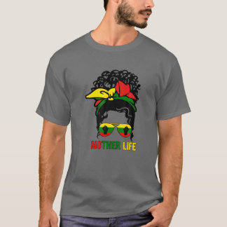 Mom Life Black Women Messy Bun Junenth Black Mothe T-Shirt