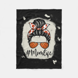 Mom Life Bysketbyll Bleached Bysketbyll Mother  Fleece Blanket