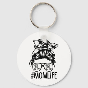 Mom Life Hockey Mothers Day Messy Bun Key Ring