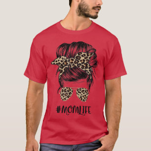 Mom Life Leopard Ribbon, Matching Family Love T-Shirt
