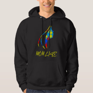 Mom Life Messy Bun Hair Autism Hoodie