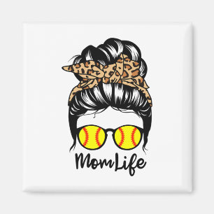 Mom Life Messy Bun Hair Funny Softll Player Mom Magnet