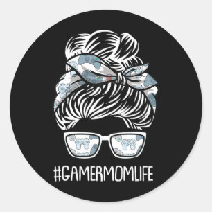 Mom Life Mothers-day Gaming Video-game Controller  Classic Round Sticker