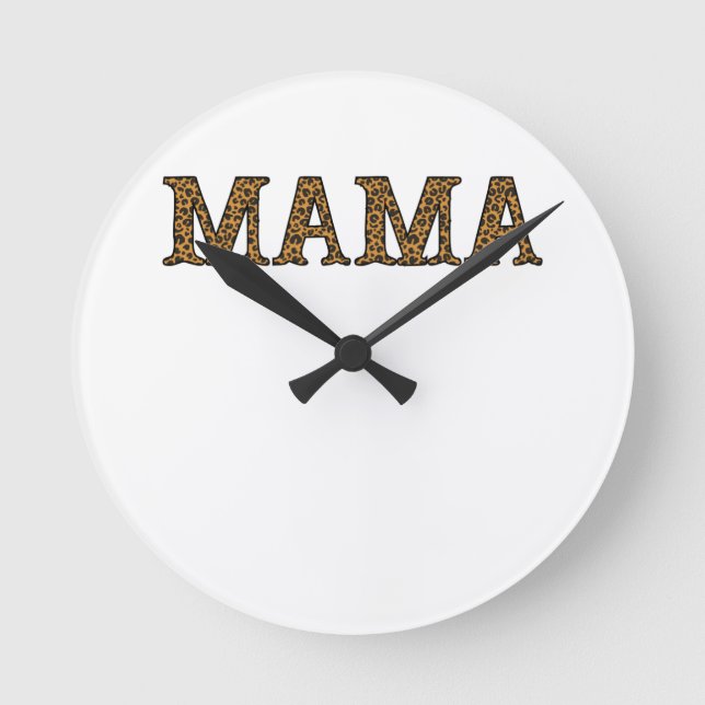 Mom Life Shirt Leopard Cheetah Print, Funny Mother Round Clock (Front)