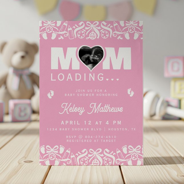 Mom Loading Ultrasound Photo Pink Baby Shower Invitation (Mom Loading Ultrasound Photo Pink Baby Shower Invitation
)