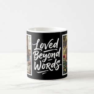 Mom Loved Beyond Words Custom 2 Photo Black Coffee Mug