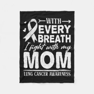 Mom Lung Cancer Awareness White Ribbon Family Supr Fleece Blanket