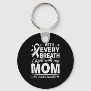 Mom Lung Cancer Awareness White Ribbon Family Supr Key Ring