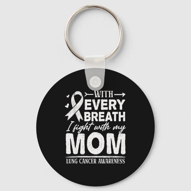 Mom Lung Cancer Awareness White Ribbon Family Supr Key Ring (Front)
