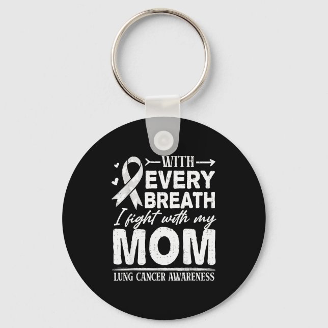 Mom Lung Cancer Awareness White Ribbon Family Supr Key Ring (Front)