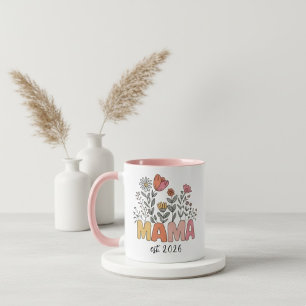 Mom Mama Est 2026 Pregnancy Floral Personalized Mug