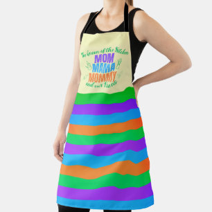 Mom Mama Mommy Queen of The Kitchen Solid Stripes Apron