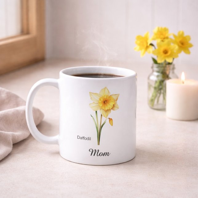 Mom March Birth Flower Daffodil Coffee Mug (Creator Uploaded)