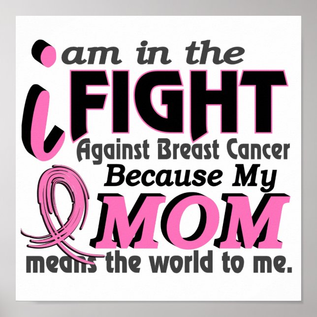 Mom Means The World To Me Breast Cancer Poster (Front)