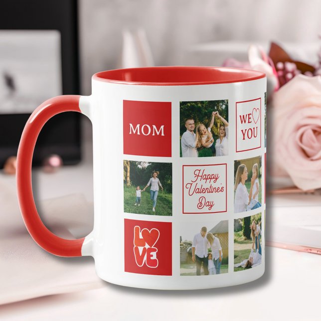Mom Messages Custom Photo Collage Valentine's Day Mug (Mom Messages Custom Photo Collage Valentine's Day Mug
)
