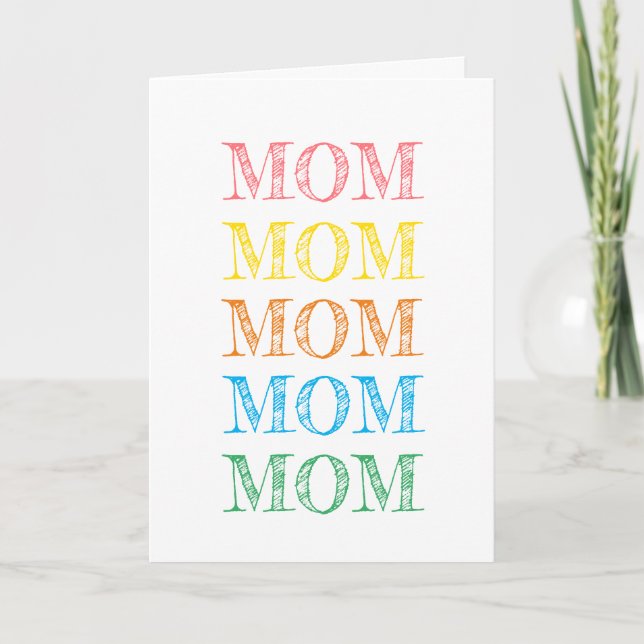MOM Modern Typography Rainbow Colours YOUR THE BES Holiday Card (Front)