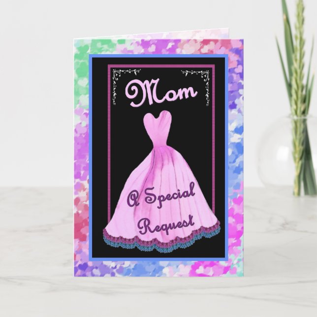 MOM - Mother of the Bride Invitation -  PINK Dress (Front)