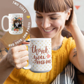 MOM Mothers day Gift Floral Photo Personalised Coffee Mug
