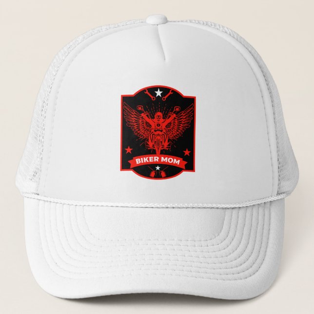 Mom Motorbike Rider Trucker Hat (Front)
