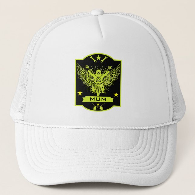 Mom Motorbike Rider Trucker Hat (Front)