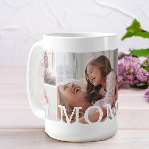 MOM Multiple Photo Collage & Custom Monogram Coffee Mug