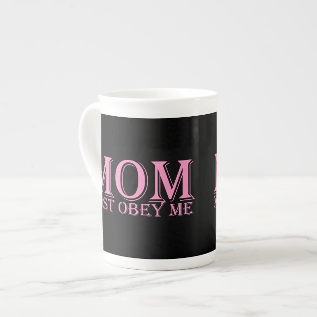 MOM (must obey me) Saying Pink Bone China Mug (Front Left)