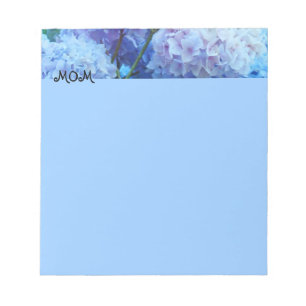 MOM notepads Blue Hydrangea Flowers Personalised