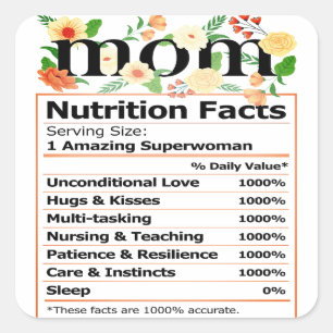 MOM Nutrition Facts Square Sticker