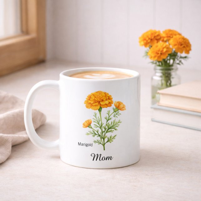 Mom October Birth Flower Marigold Coffee Mug (Creator Uploaded)