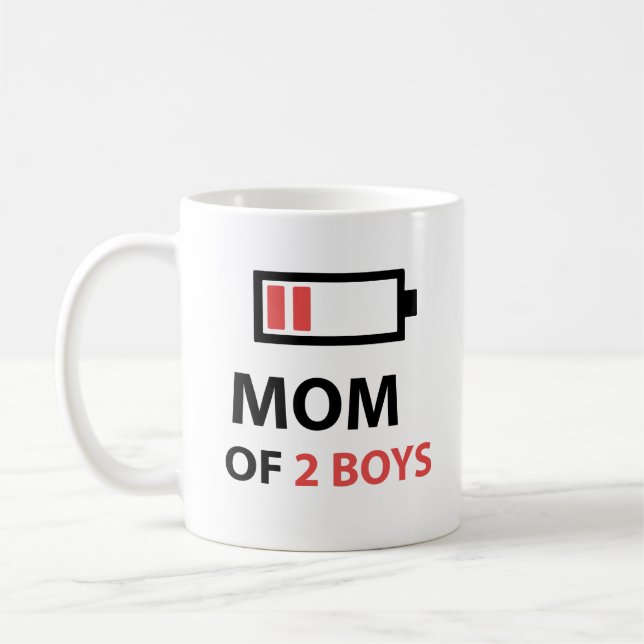 Mom of 2 Boys Gift Mothers Day Birthday For Her Coffee Mug (Left)