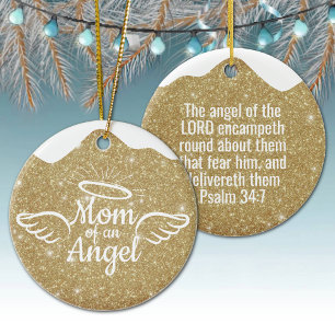 Mom of an Angel Golden Christian Christmas 👼🏻 🎄 Ceramic Tree Decoration