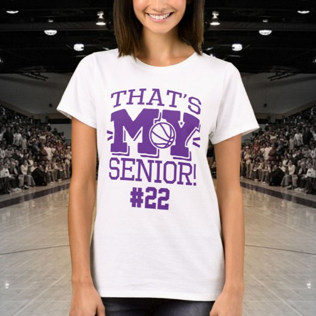 Mom of Basketball Senior Jersey Number Purple T-Shirt (Creator Uploaded)