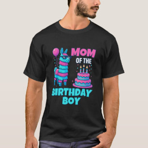 Mom Of Birthday Boy Llama Pinata Party Family Math T-Shirt