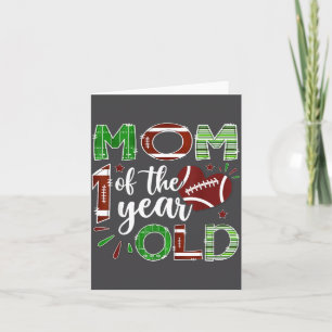 Mom Of The 1 Year Old Football First Birthday Boy  Card