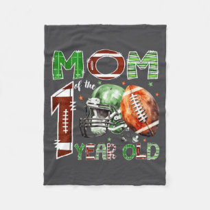 Mom Of The 1 Year Old Football Lover 1st Birthday Fleece Blanket