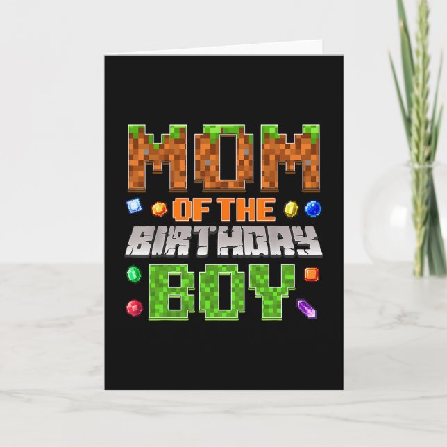 Mom Of The Birthday Boy Bday Party Video Gamer Pix Card (Front)