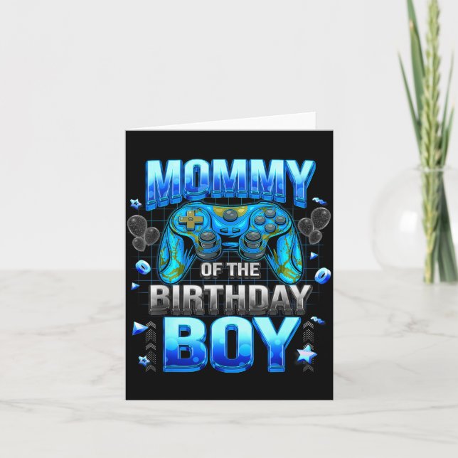 Mom Of The Birthday Boy Cool Gamer Funny Video Gam Card (Front)