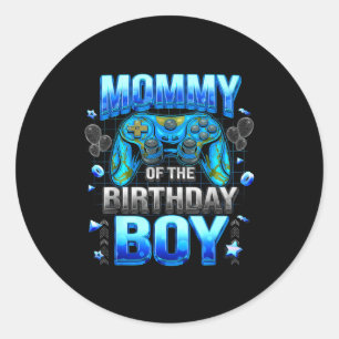 Mom Of The Birthday Boy Cool Gamer Funny Video Gam Classic Round Sticker