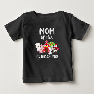 Mom Of The Birthday Boy Farm Animals Birthday Baby T-Shirt