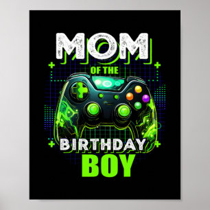 Mom Of The Birthday Boy Matching Video Game Birthd Poster