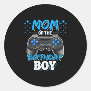 Mom Of The Birthday Boy Matching Video Gamer Birth Classic Round Sticker