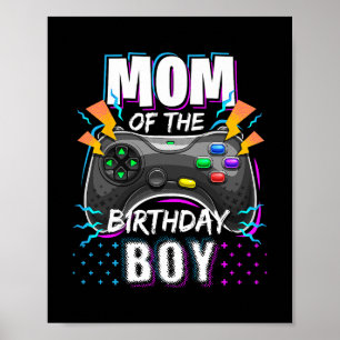 Mom Of The Birthday Boy Matching Video Gamer Birth Poster