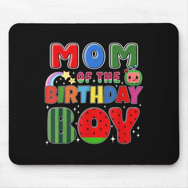 Mom Of The Birthday Boy Melon Family Matching Funn Mouse Mat (Front)
