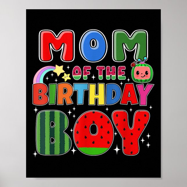 Mom Of The Birthday Boy Melon Family Matching Funn Poster (Front)