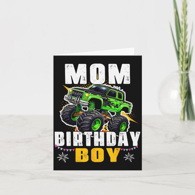 Mom Of The Birthday Boy Monster Truck Family Match Card (Front)