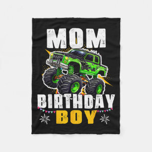 Mom Of The Birthday Boy Monster Truck Family Match Fleece Blanket
