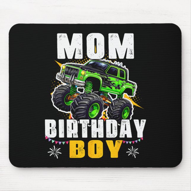 Mom Of The Birthday Boy Monster Truck Family Match Mouse Mat (Front)